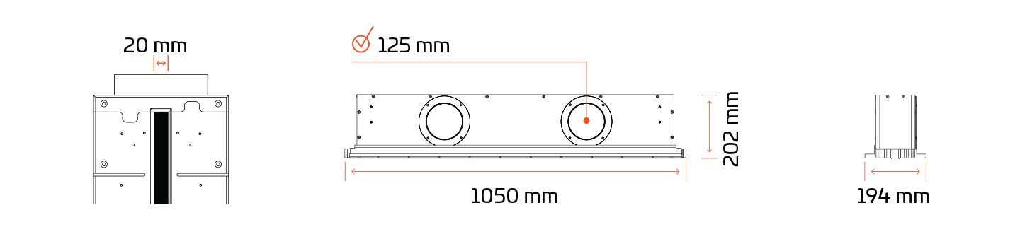 ERGOVENT LINEO PRO CONDI 1000/125 – rozměry